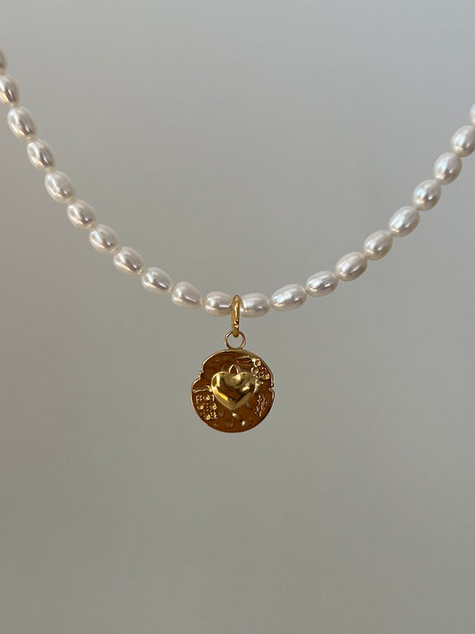 Anhänger Münze mit Herz, Edelstahl - miamojewelry