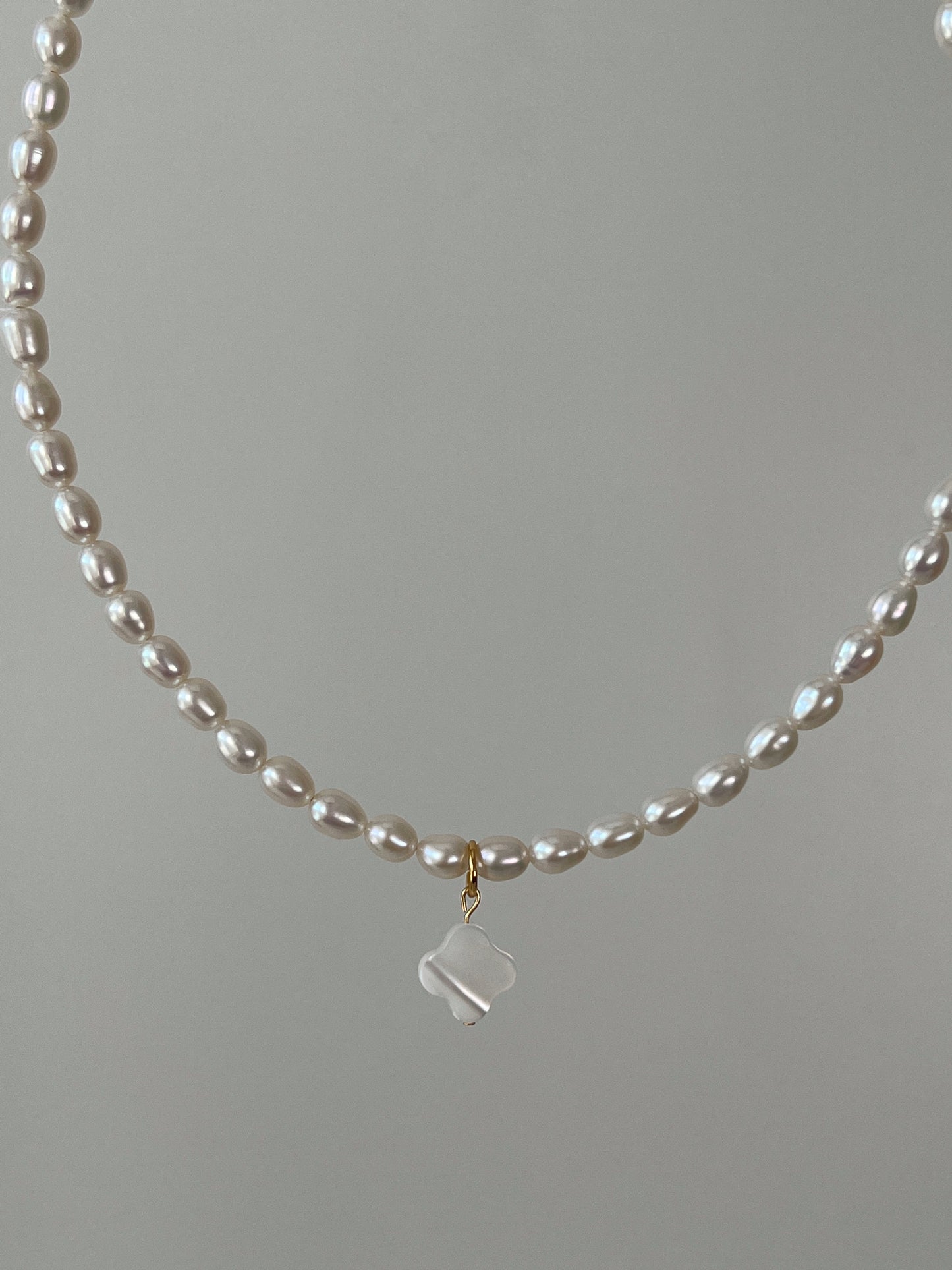 Anhänger Kleeblatt, Perlmutt, L - miamojewelry