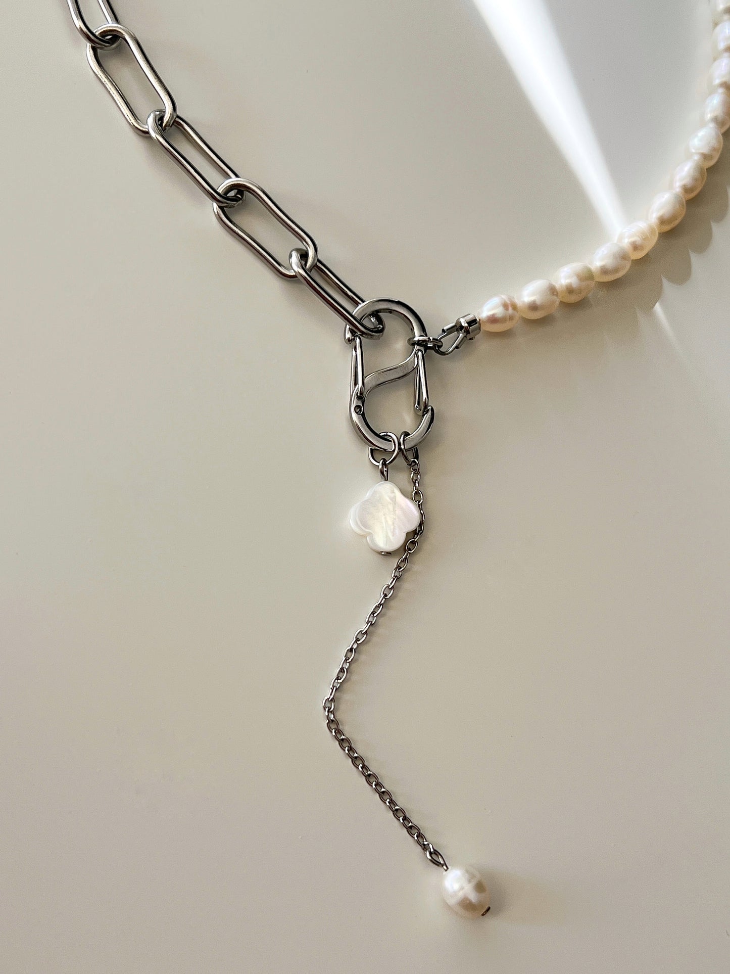 Anhänger Kleeblatt, Perlmutt, L - miamojewelry