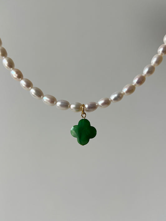 Anhänger Kleeblatt, Glas - miamojewelry